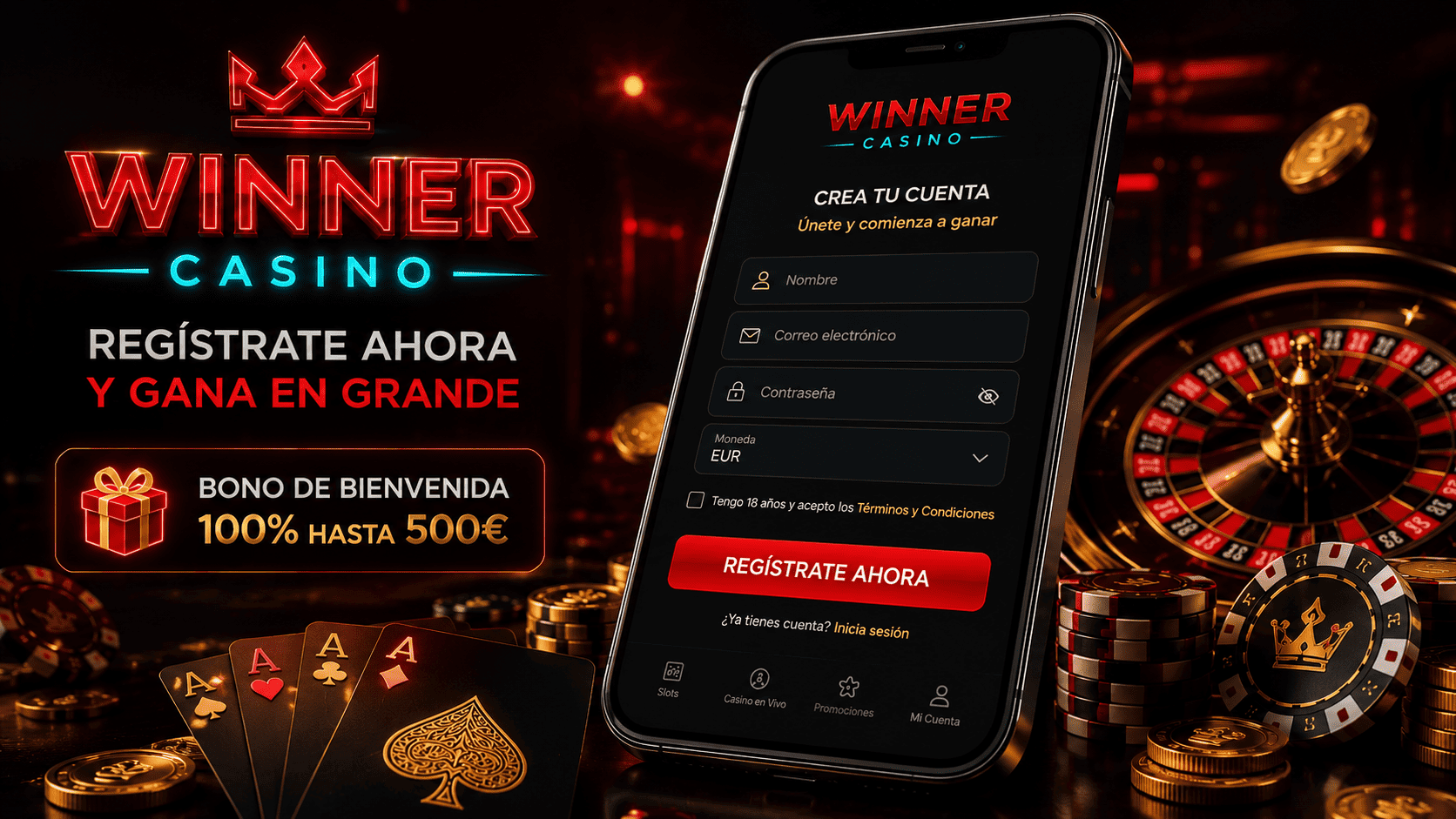 Formulario de registro de Winner Casino