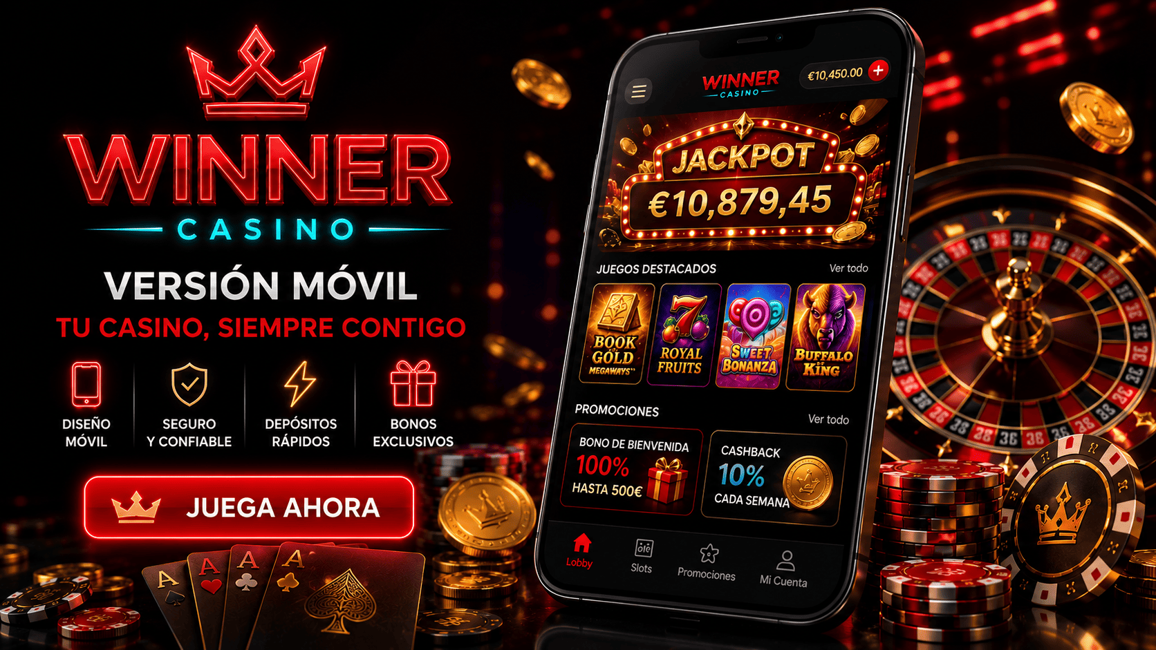 Versión móvil de Winner Casino